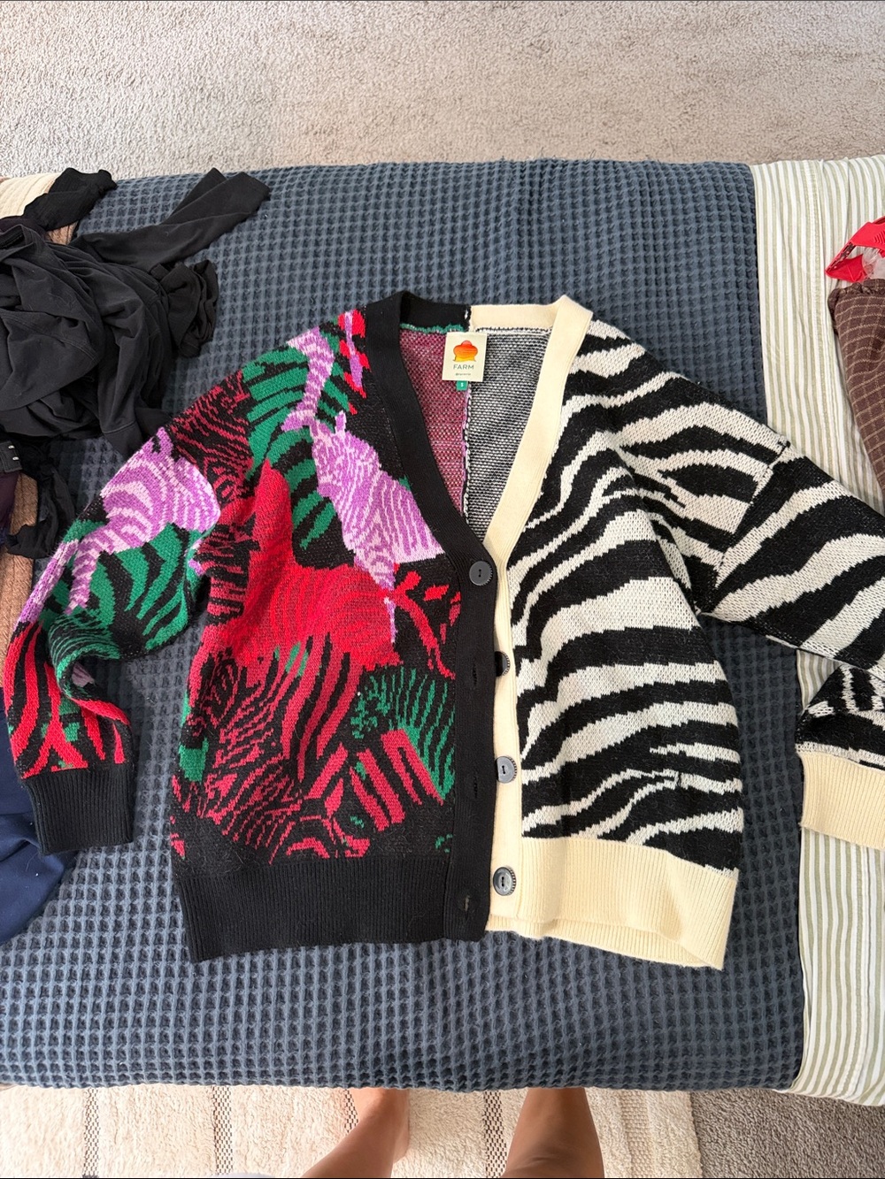 Mixed Zebra Print Cardigan Jacket - Multicolor